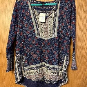 Lucky Brand Blue and Red Graphic Tunic